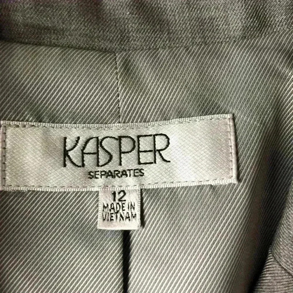 Kasper Grey Jacket Tailored Office Business Professional Blazer 12 Large - Picture 5 of 6